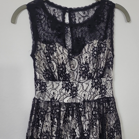 Y2K B Darlin Lace Fit & Flare Dress Size XS/S/0/2 Black Padded Cocktail - Picture 2 of 13